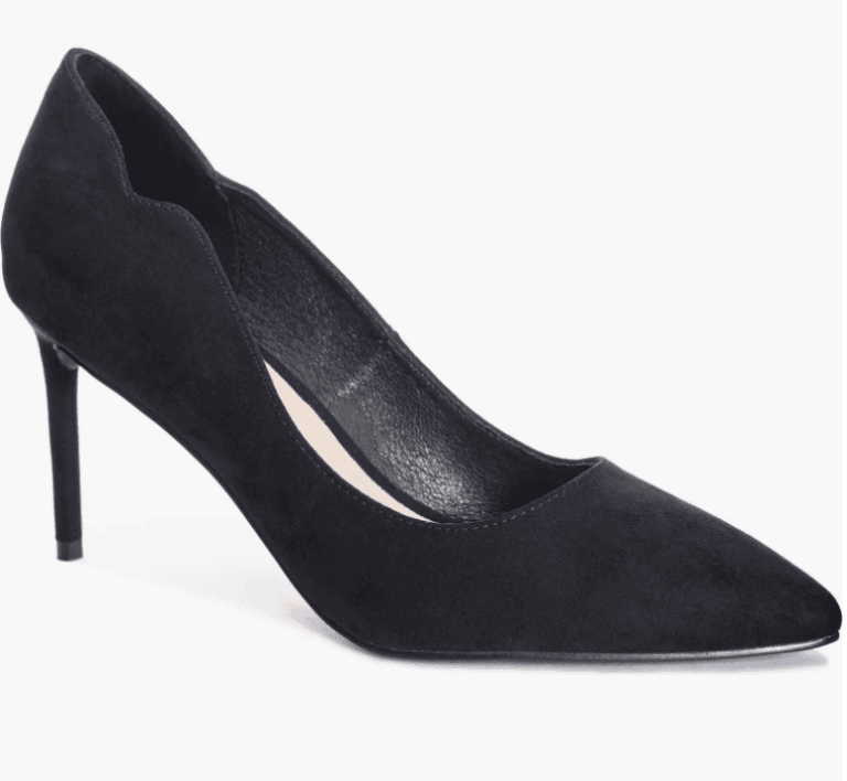 scalloped black heel