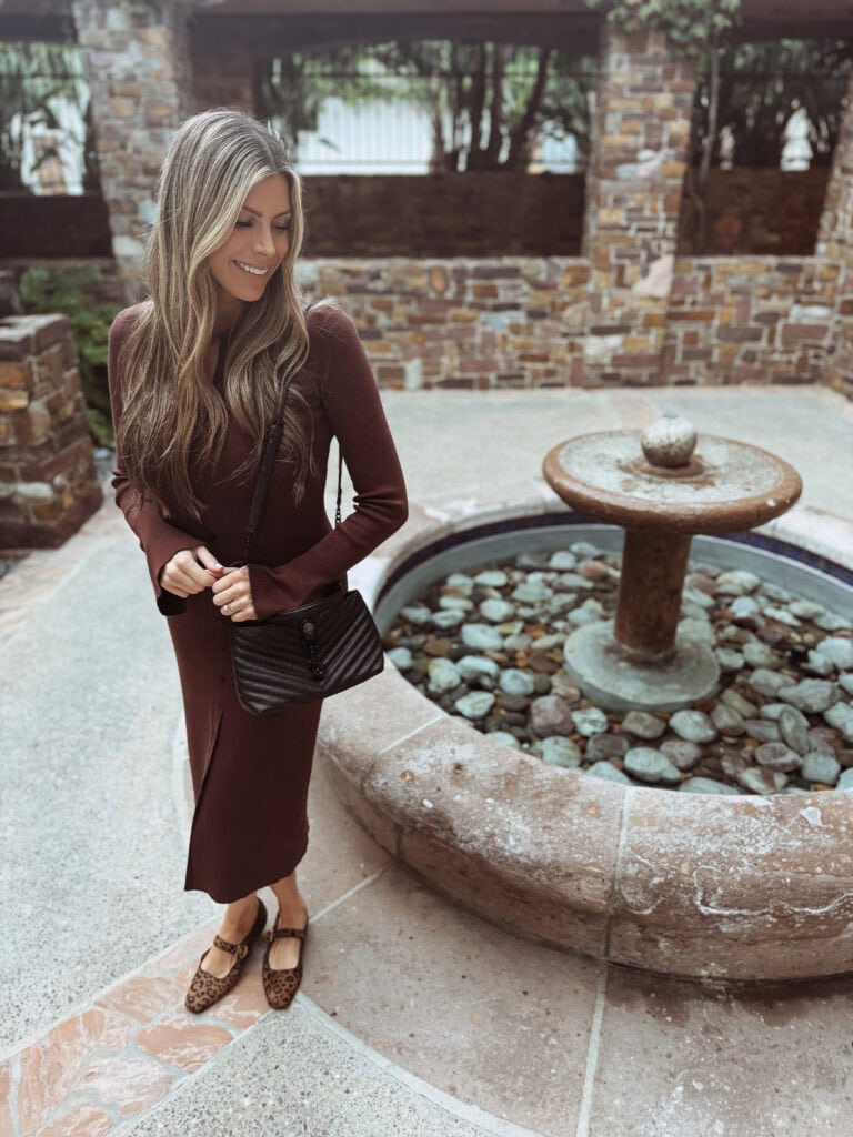 Corrine's fall outfit featuring leopard mary jane flats