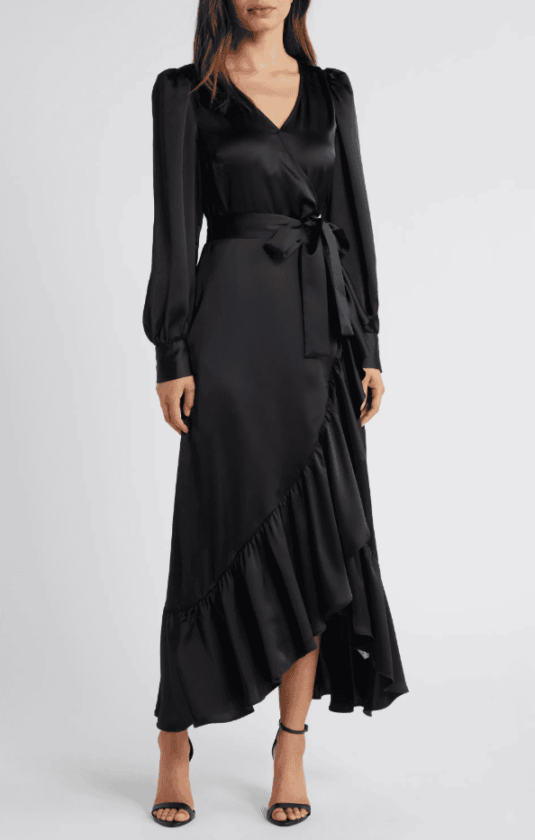 Nordstrom Ruffle Long Sleeve Faux Wrap Maxi Dress