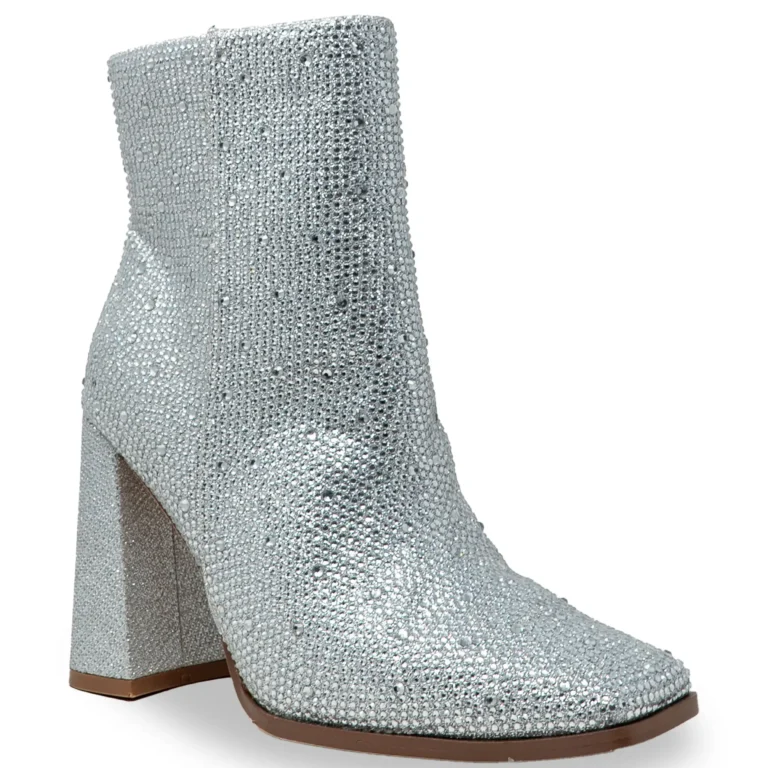 Chase and Chloe Rhinestone Block Heel Bootie (Women)