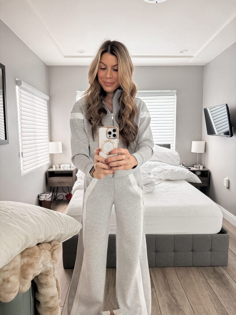 Corrine wearing SPANX AirEssentials Tracksuit Set