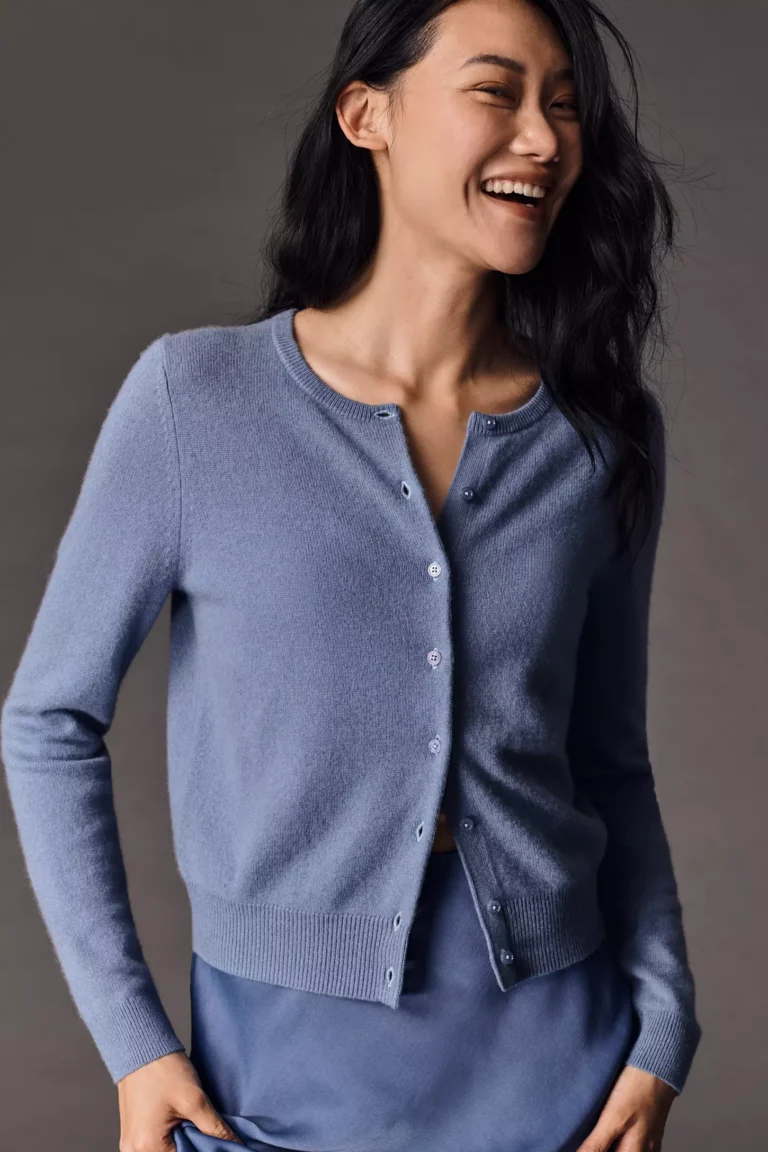 The Juliet Cashmere Crew-Neck Cardigan Sweater